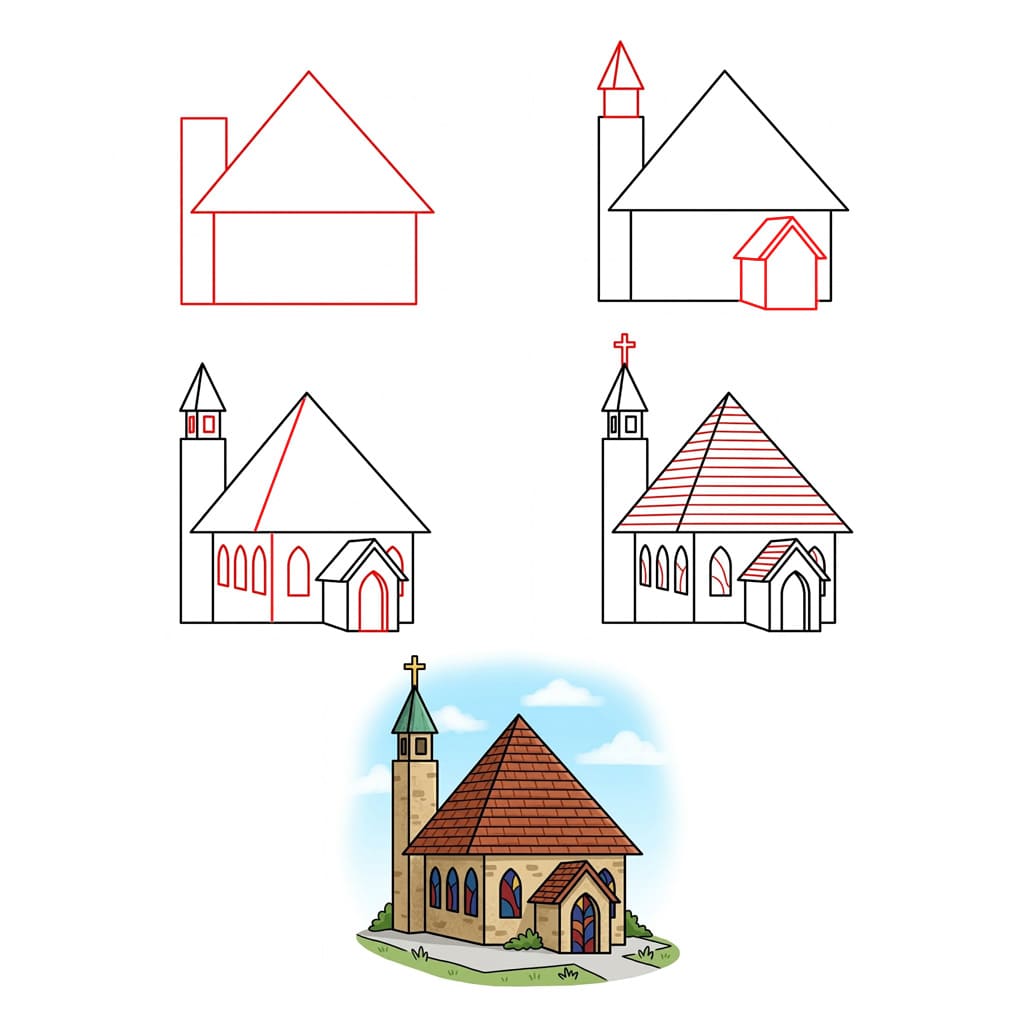 Old Church Drawing Ideas