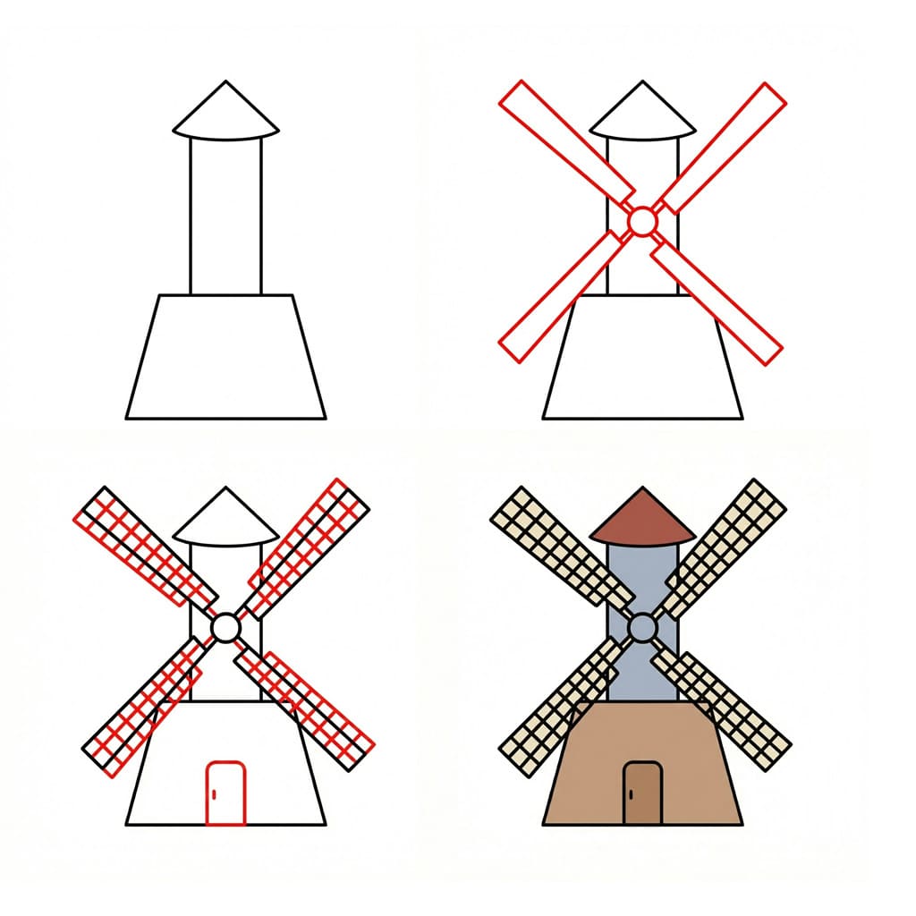Old Windmill Drawing Ideas