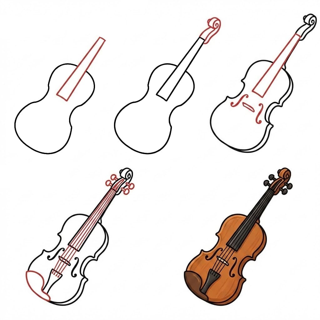 Outline Violin Drawing Ideas