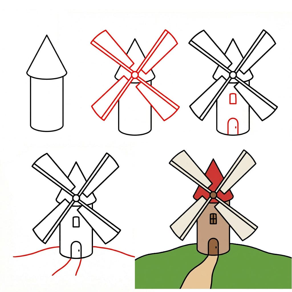Outline Windmill Drawing Ideas