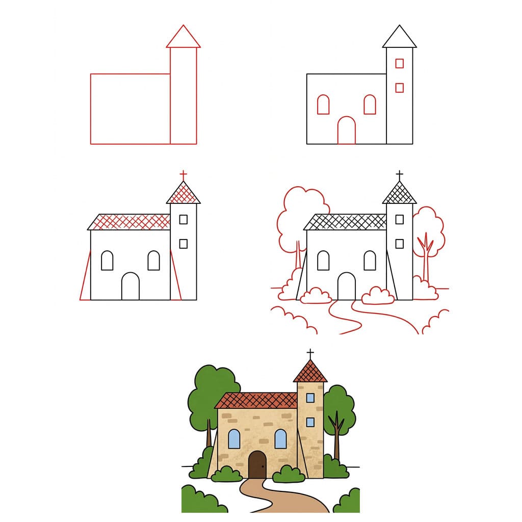 Peaceful Church Drawing Ideas
