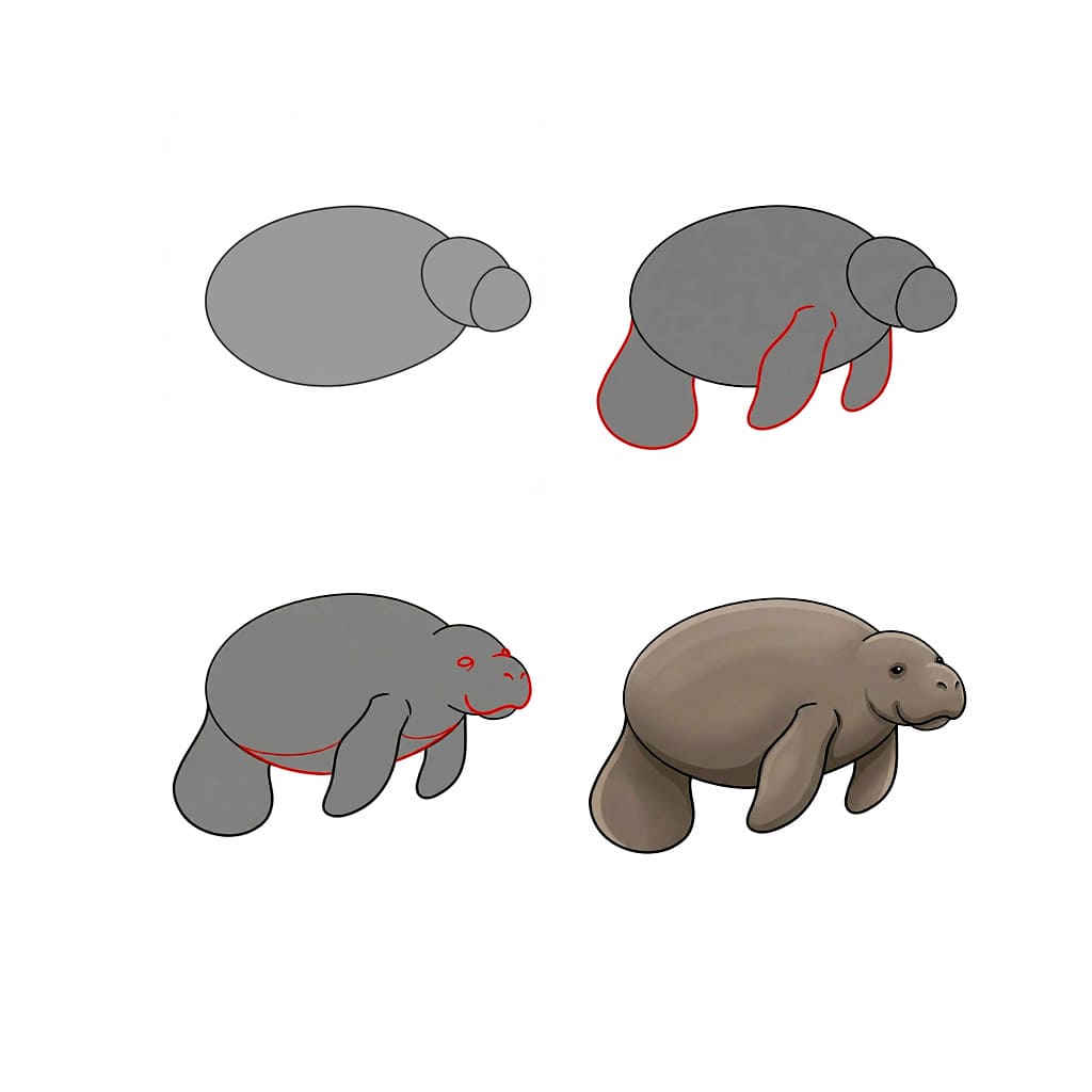Peaceful manatee Drawing Ideas
