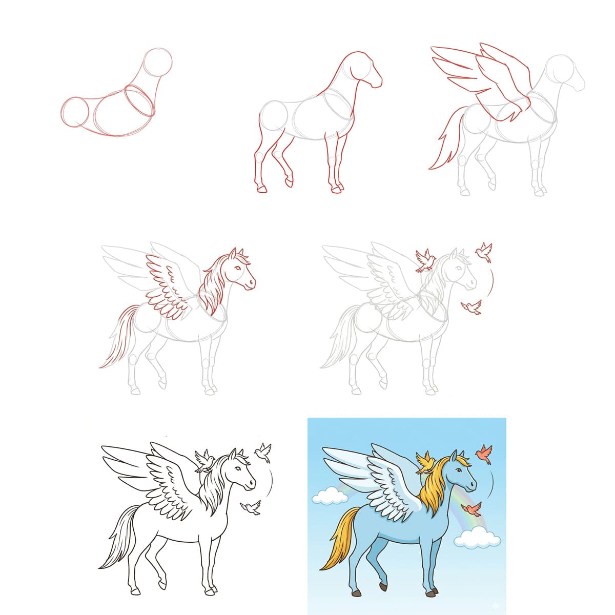 Pegasus on the sky Drawing Ideas