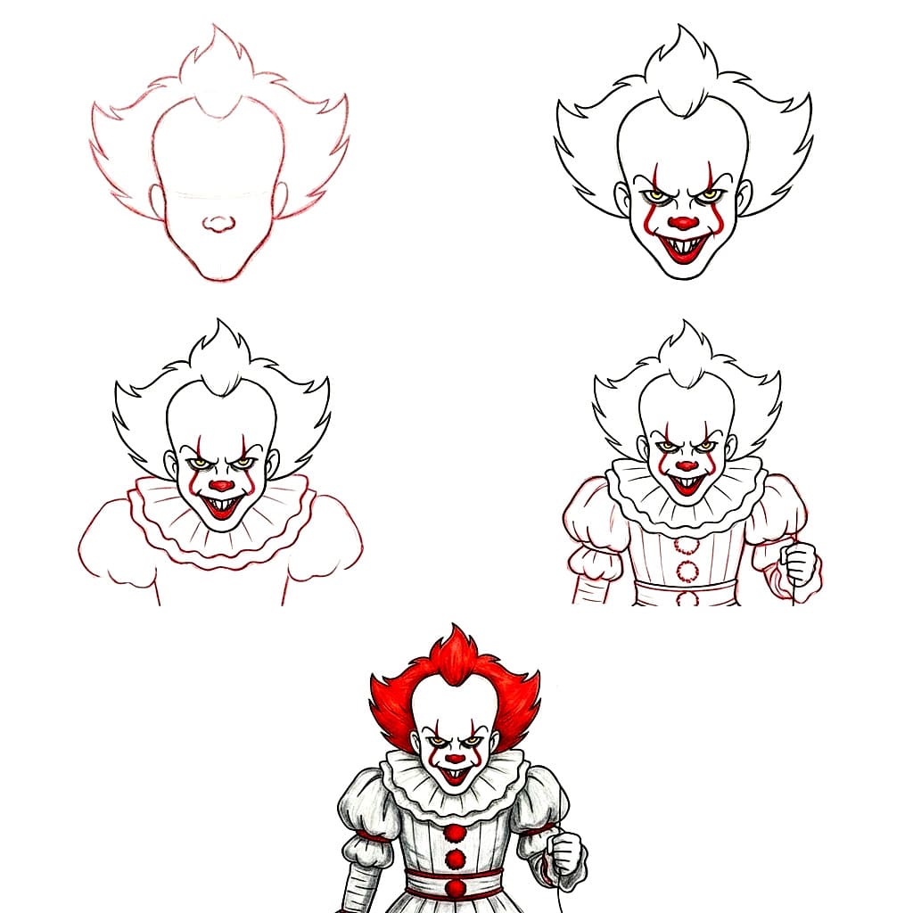 Pennywise the Creepy Clown Drawing Ideas