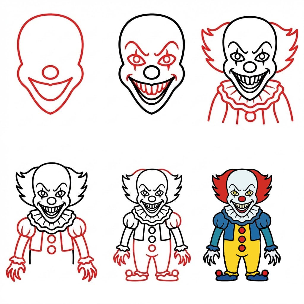 Pennywise the scary clown Drawing Ideas