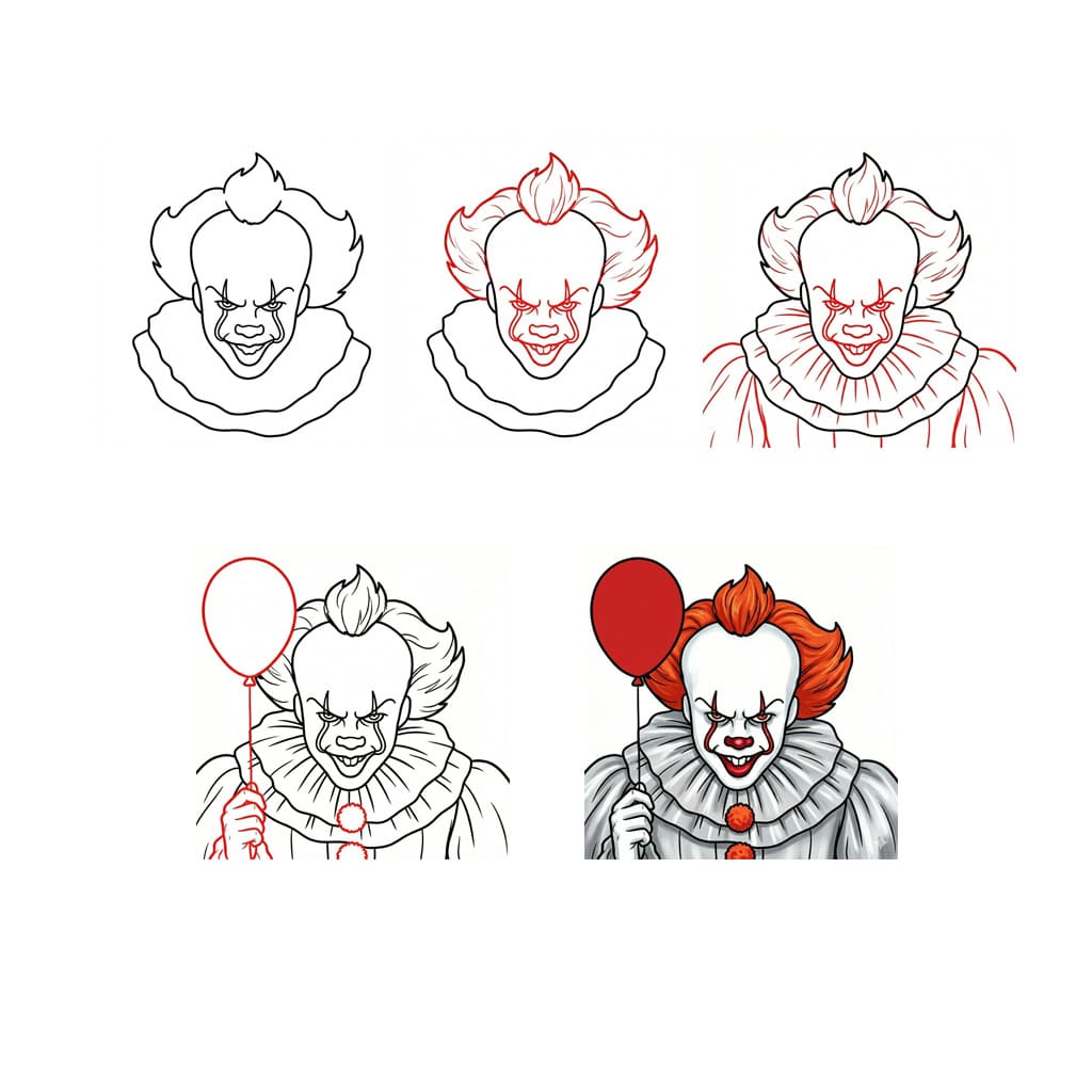 Pennywise with a balloon Drawing Ideas