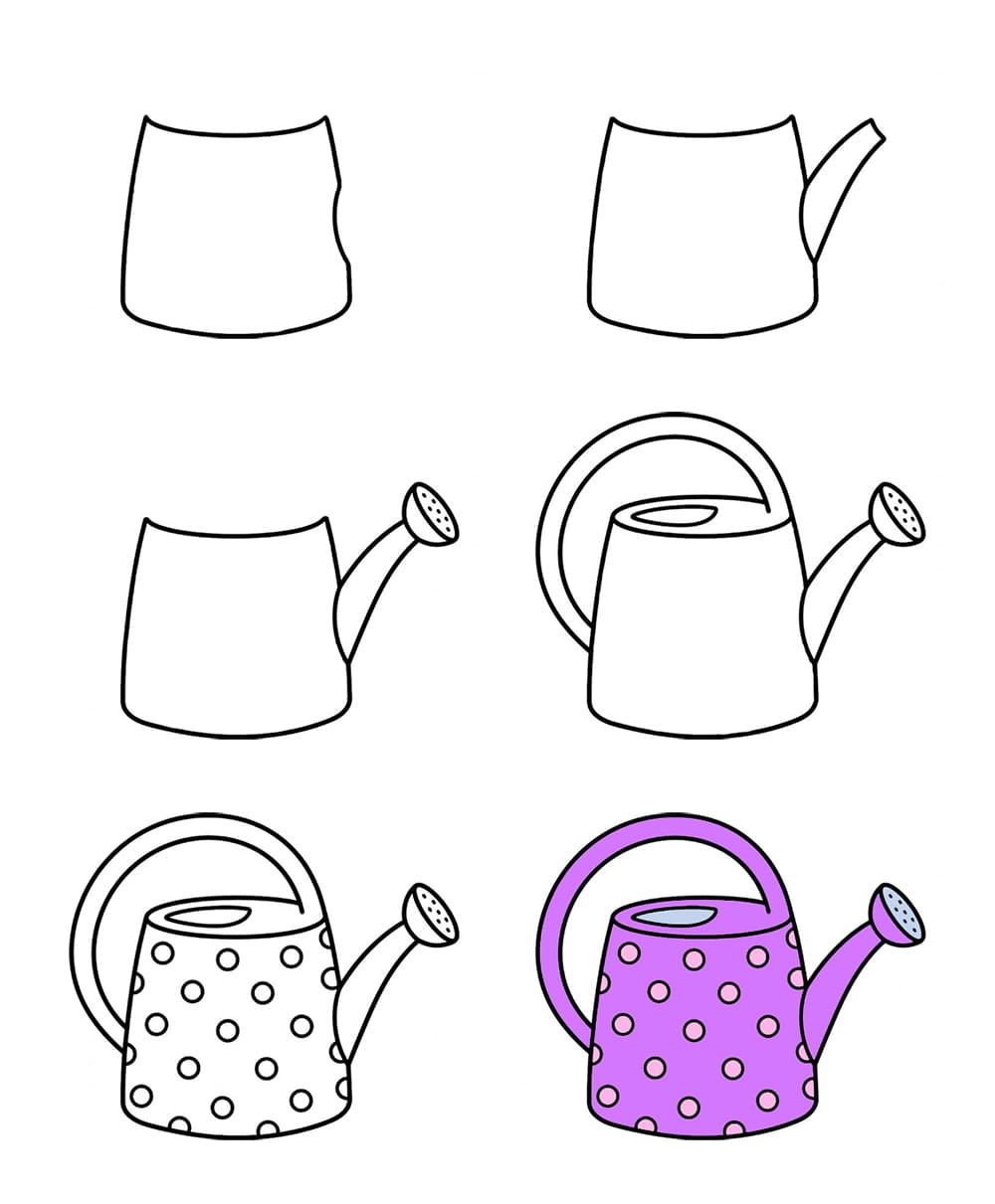 Polka dot watering can Drawing Ideas