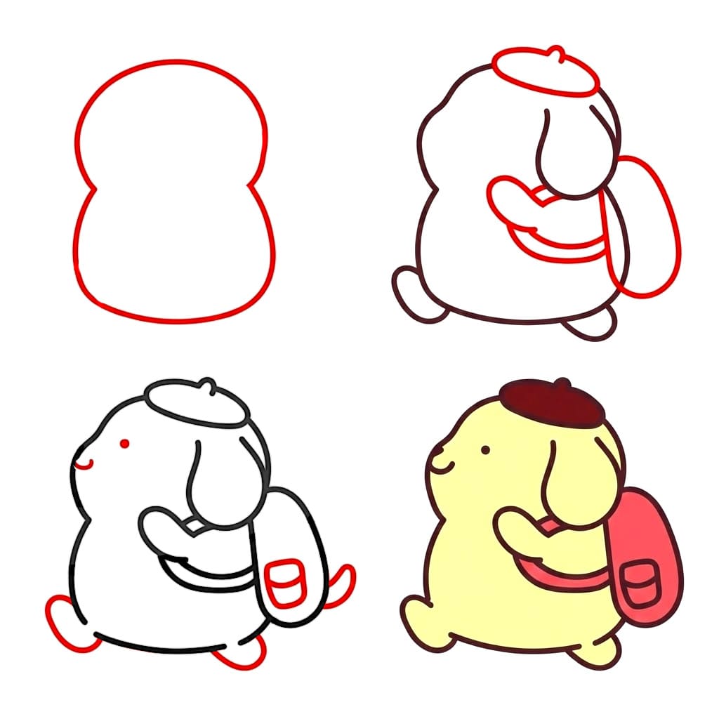 Pompompurin wearing backpack Drawing Ideas