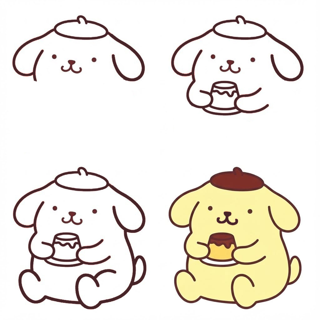 Pompompurin with a flan cake Drawing Ideas