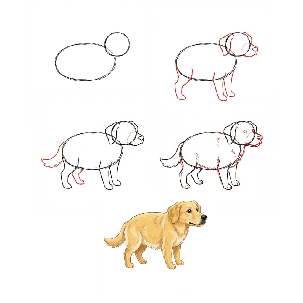 Realistic Golden Retriever Drawing Ideas