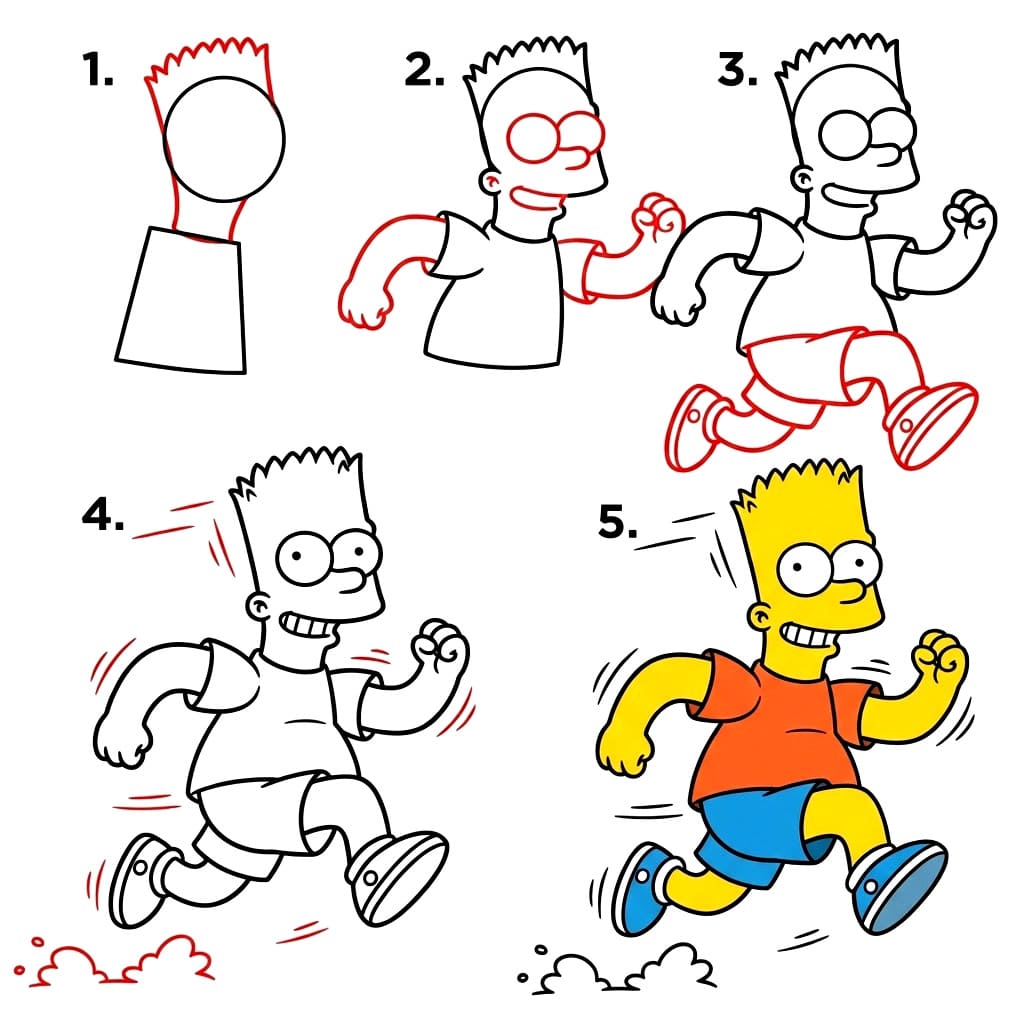 Running Bart Simpson Drawing Ideas