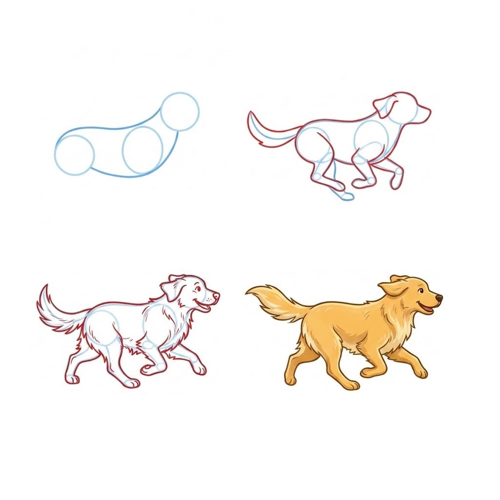Running Golden Retriever Drawing Ideas
