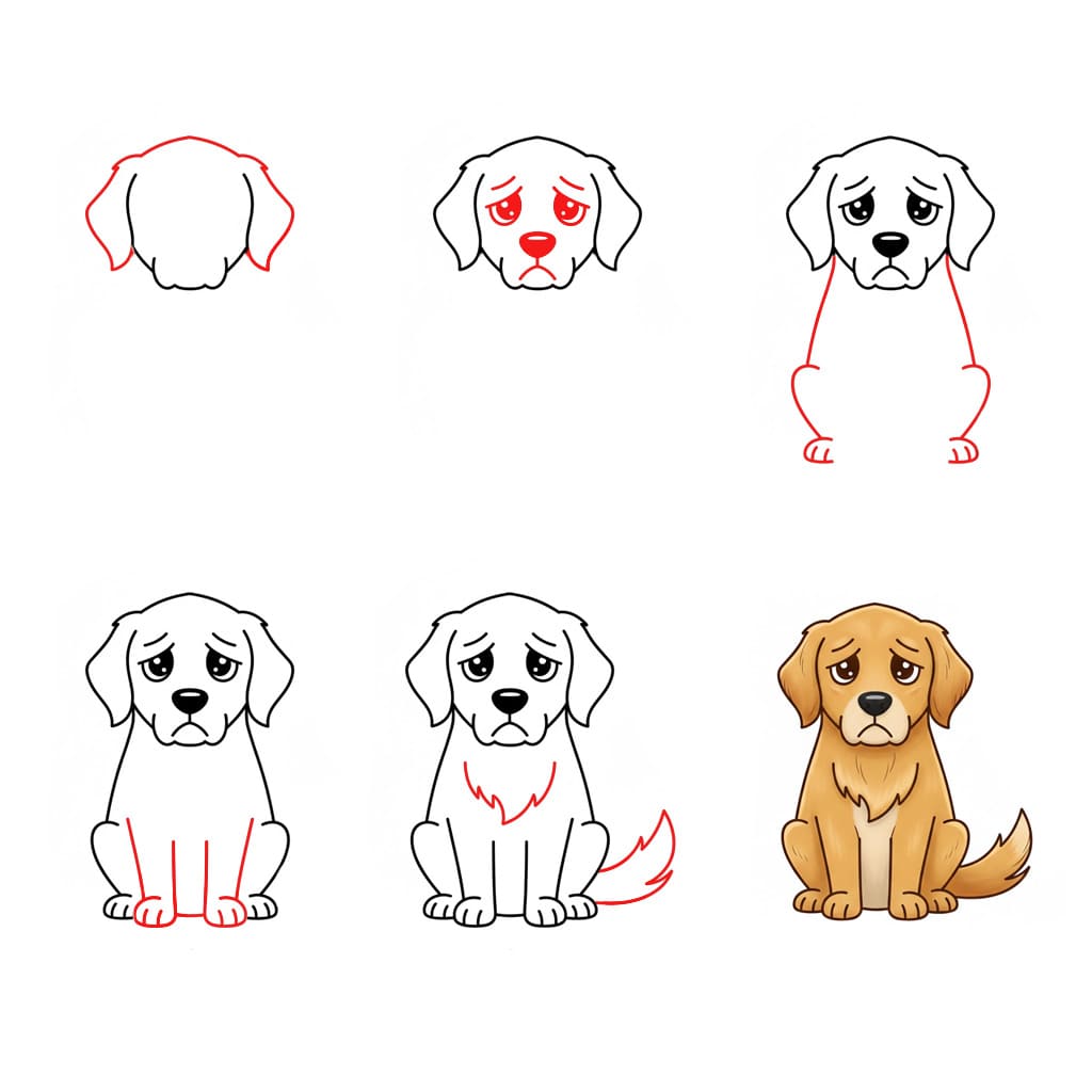 Sad Golden Retriever Drawing Ideas