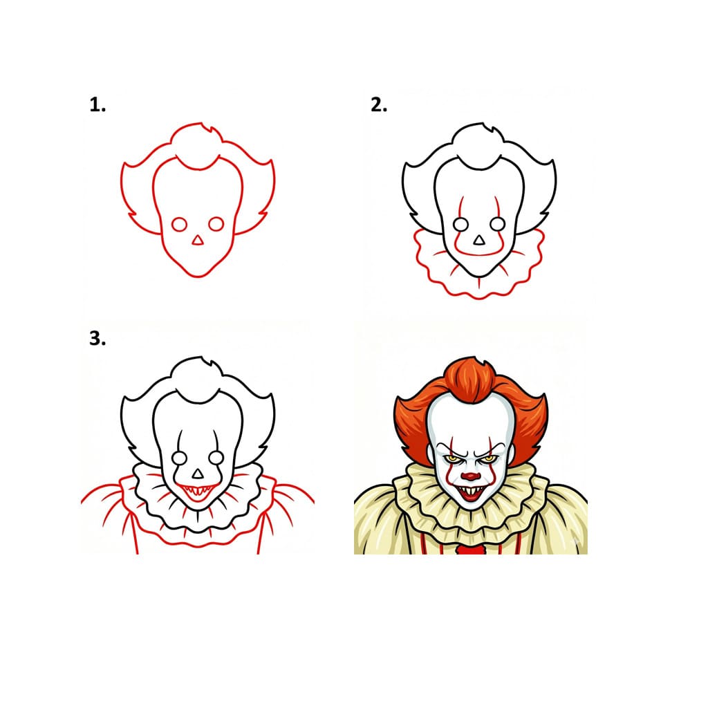 Scary Pennywise face Drawing Ideas