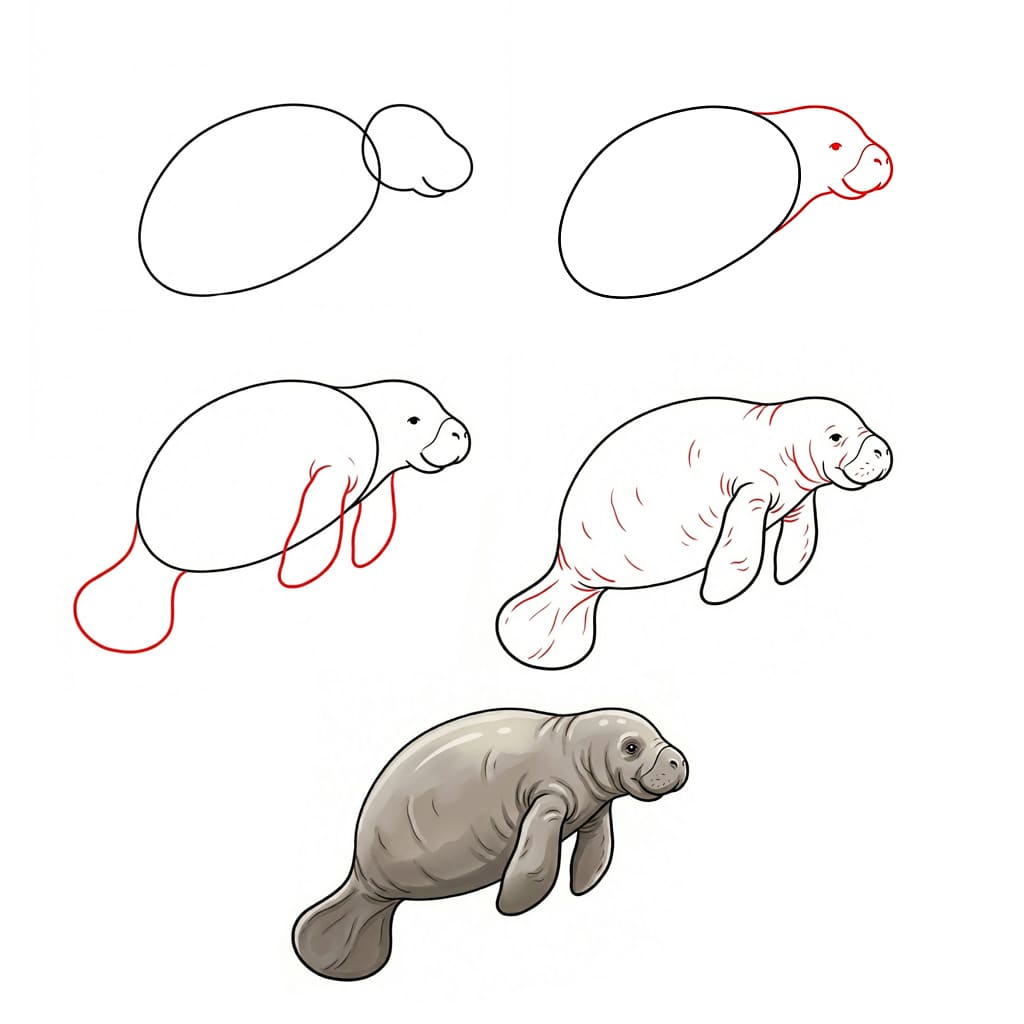Sea manatee Drawing Ideas