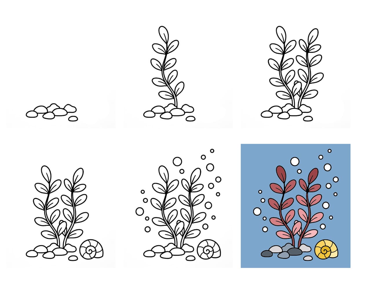 Seaweed under the sea Drawing Ideas