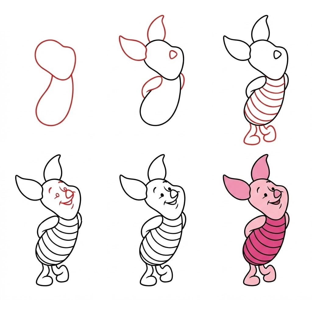 Shy Piglet Drawing Ideas
