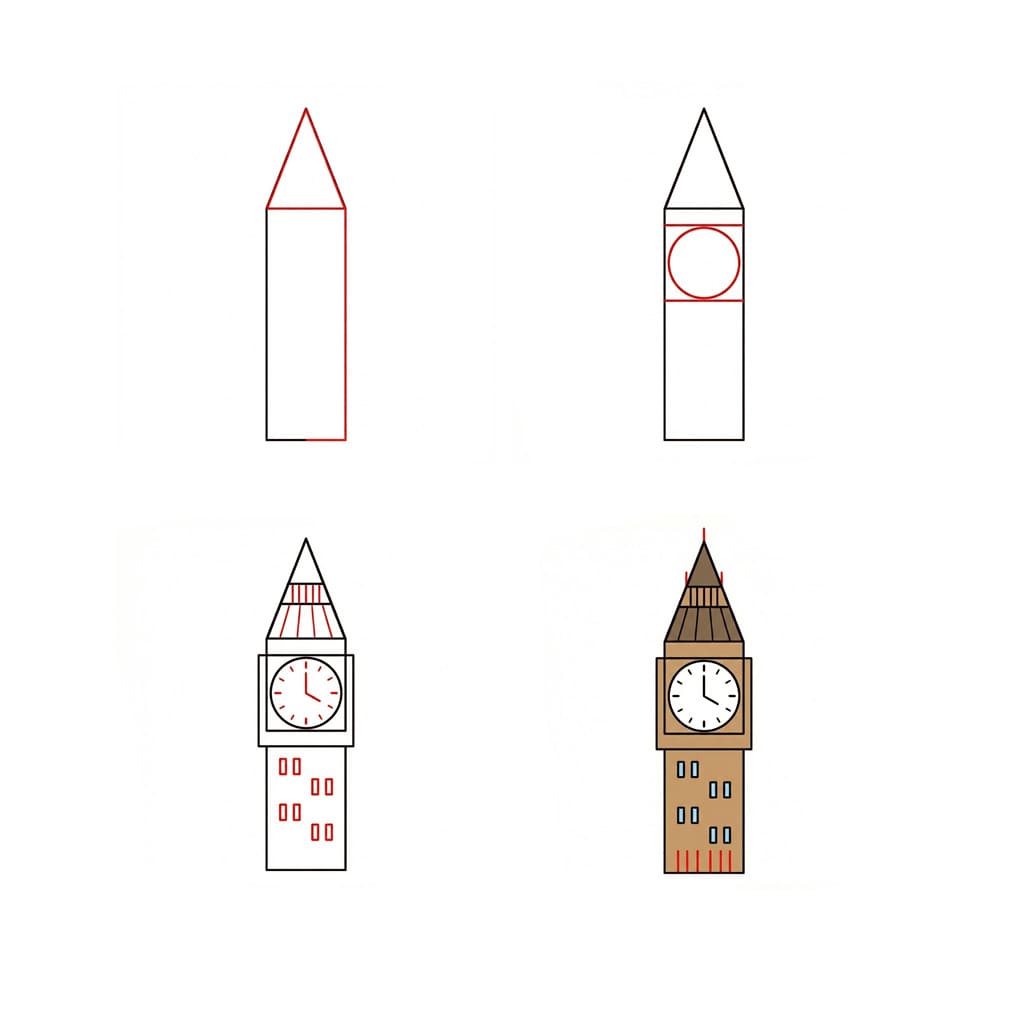 Simple Big Ben Drawing Ideas
