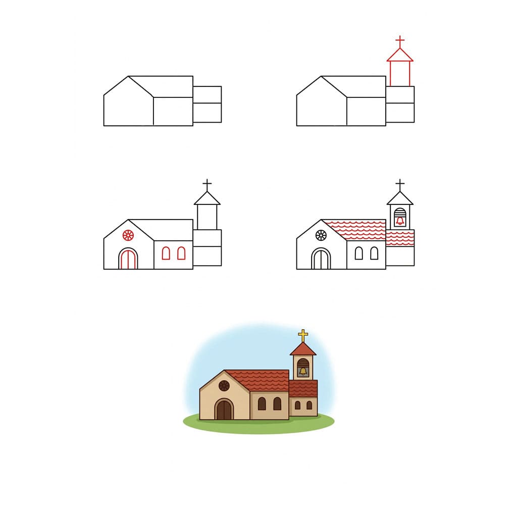 Simple Church Drawing Ideas