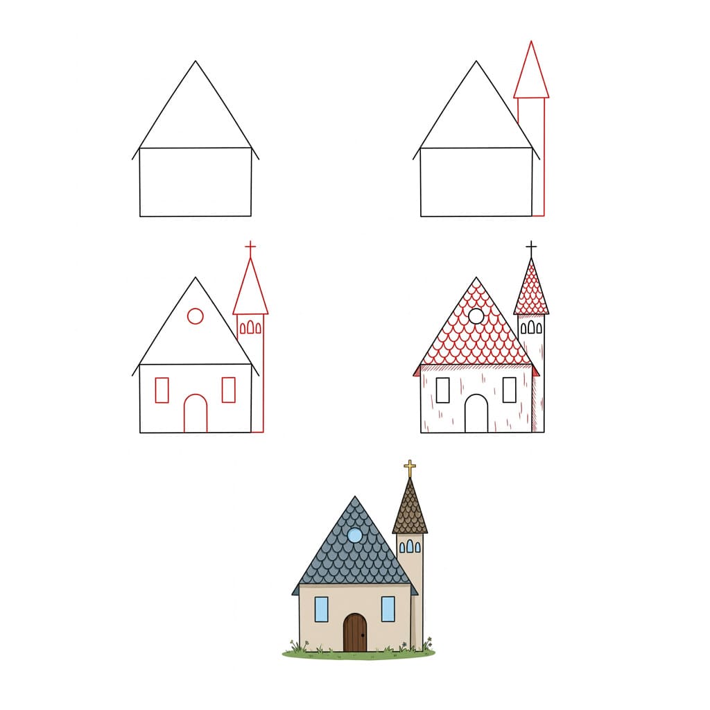 Simple Small Church Drawing Ideas