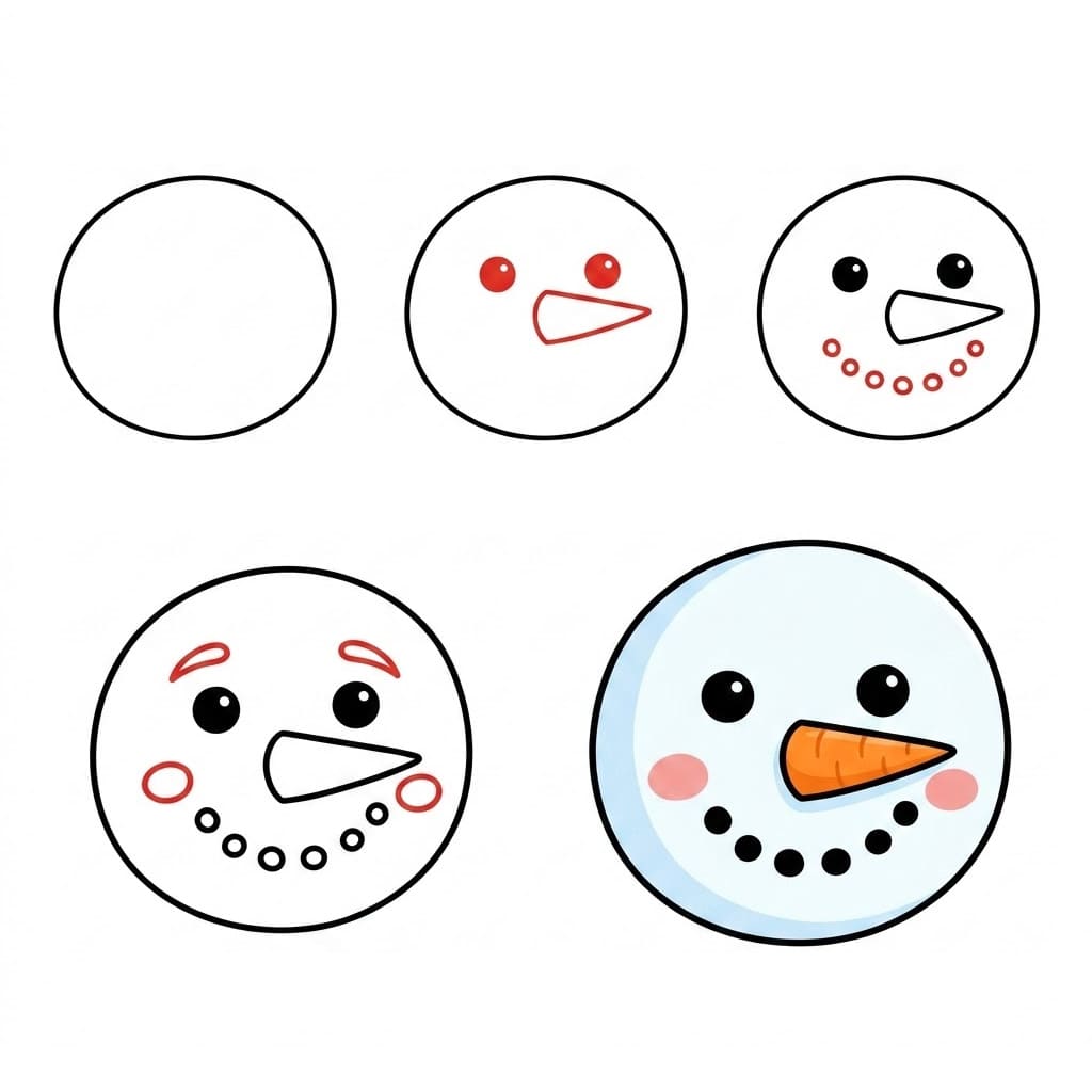 Simple Snowman Face Drawing Ideas