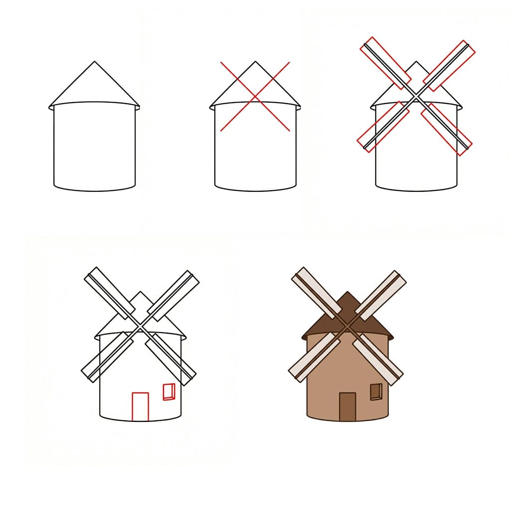 Simple Windmill Drawing Ideas