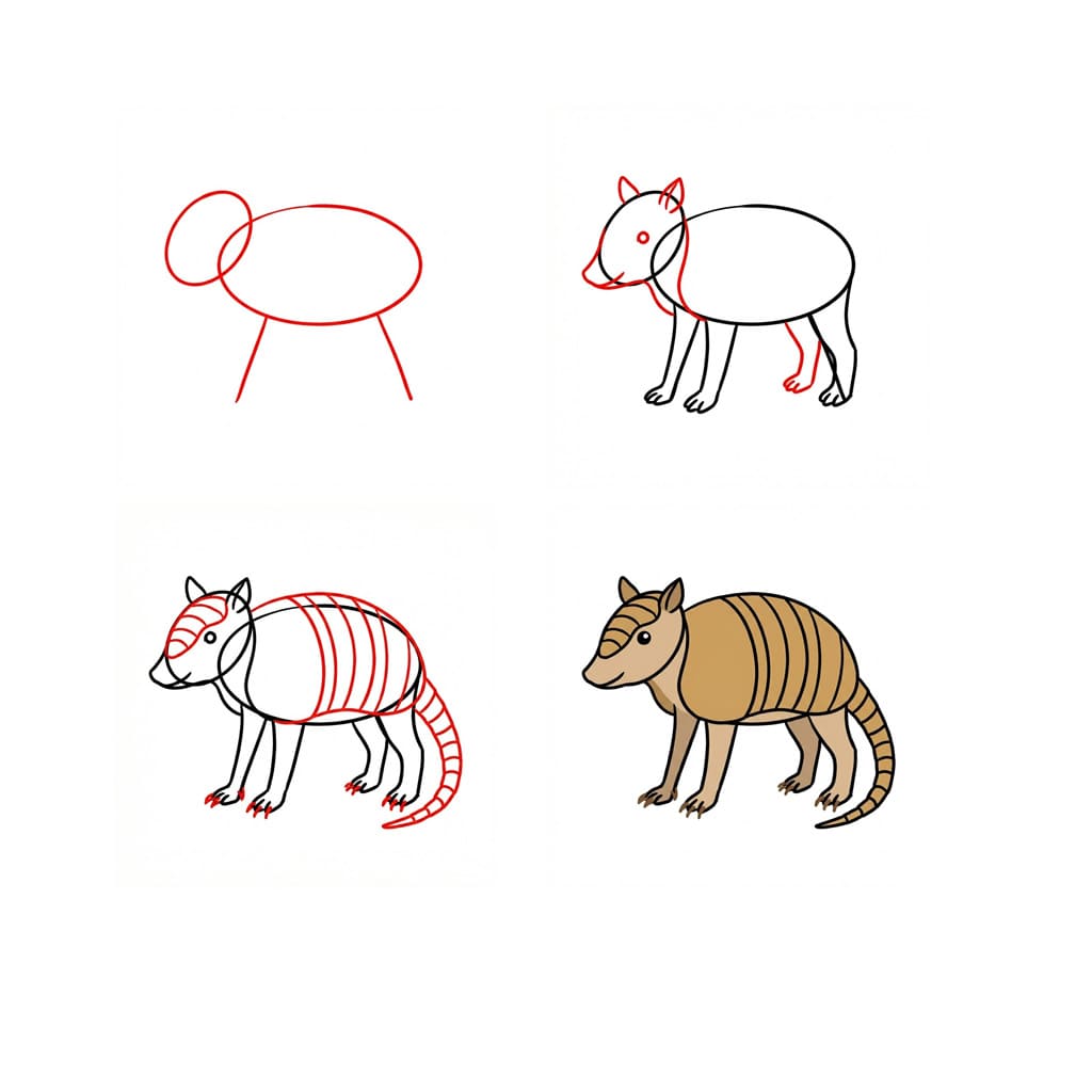 Simple armadillo Drawing Ideas