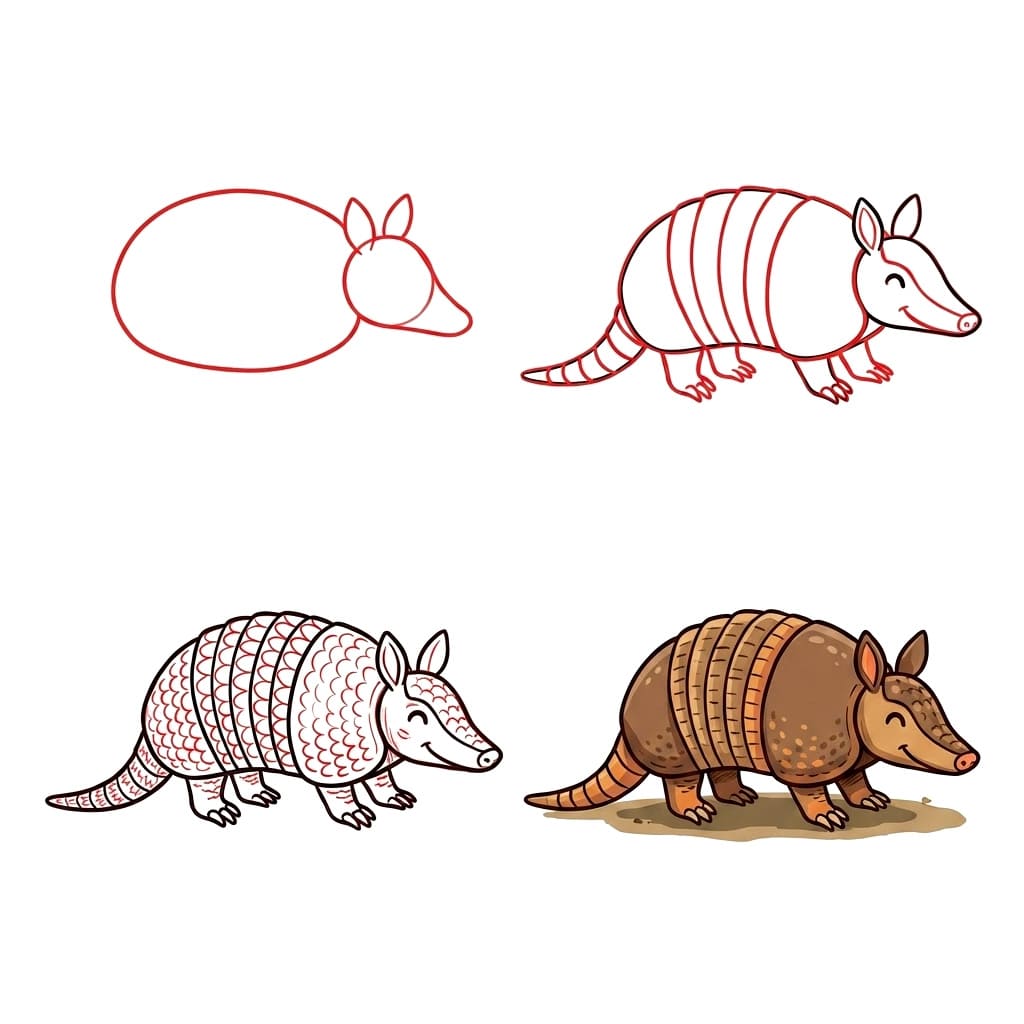 Six-banded armadillo Drawing Ideas