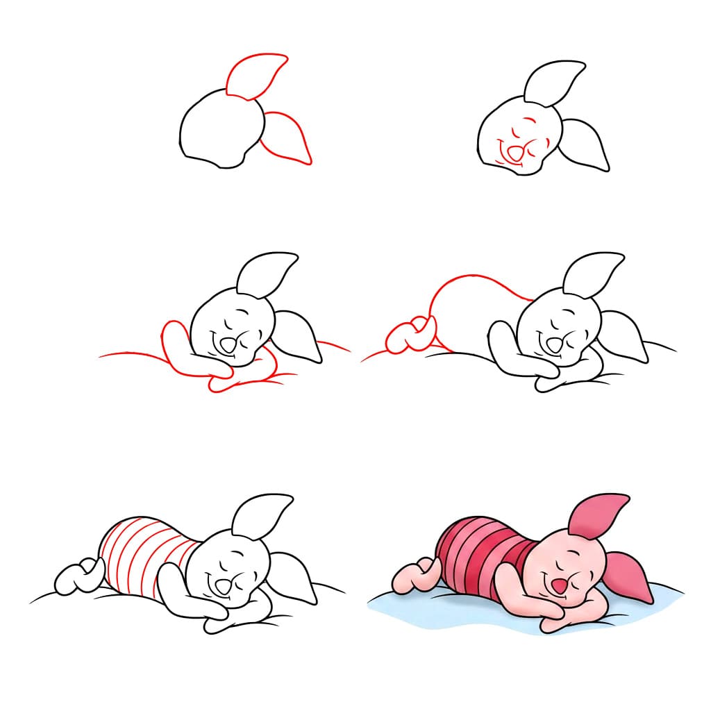 Sleeping Piglet Drawing Ideas