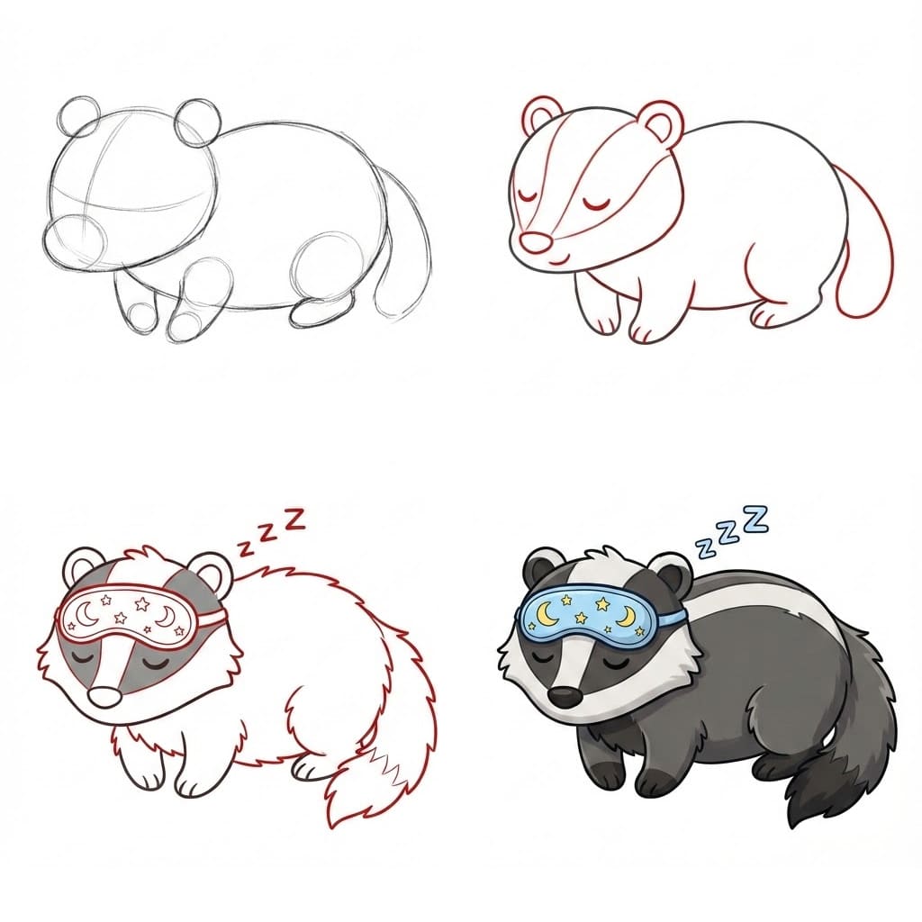 Sleeping badger Drawing Ideas