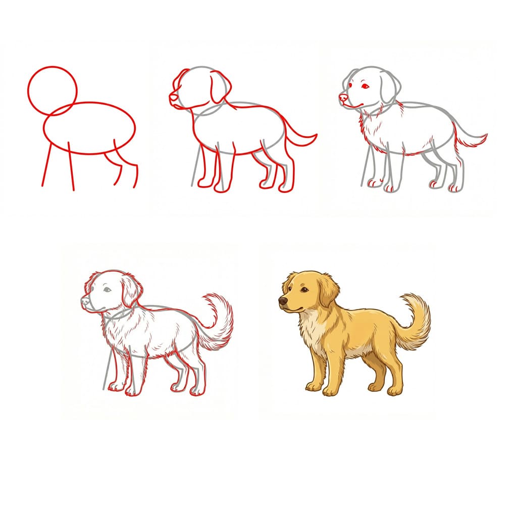 Small Golden Retriever Drawing Ideas