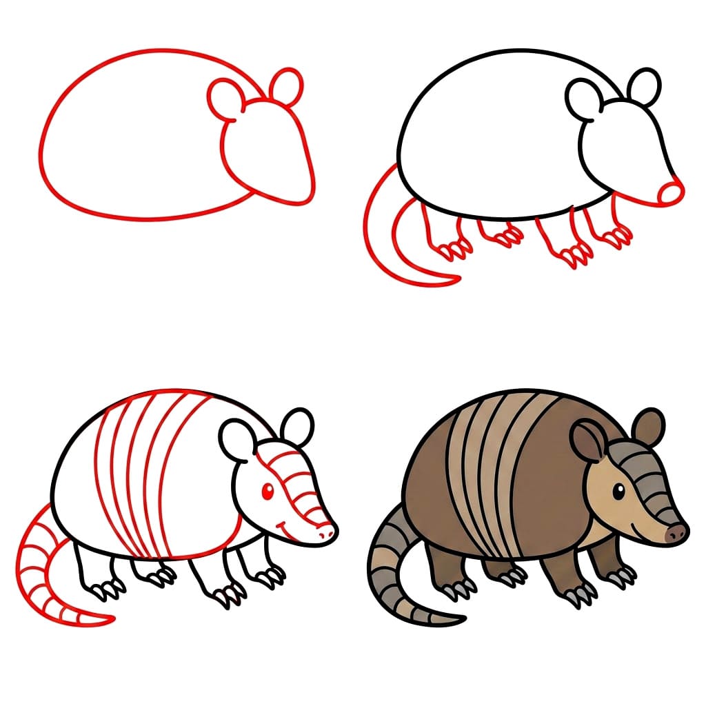 Smiling armadillo Drawing Ideas
