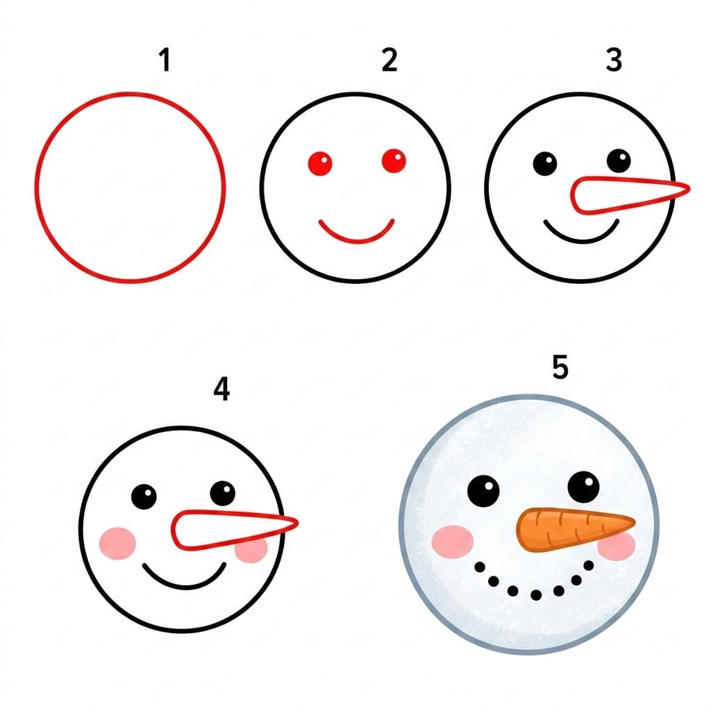 Snowman Face for children Drawing Ideas
