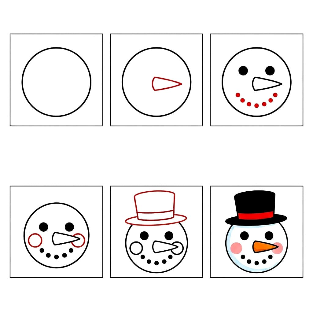 Snowman Face in Christmas Drawing Ideas