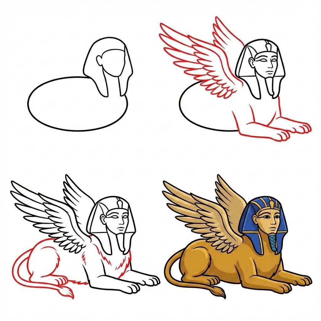 The Egyptian Sphinx Statue Drawing Ideas