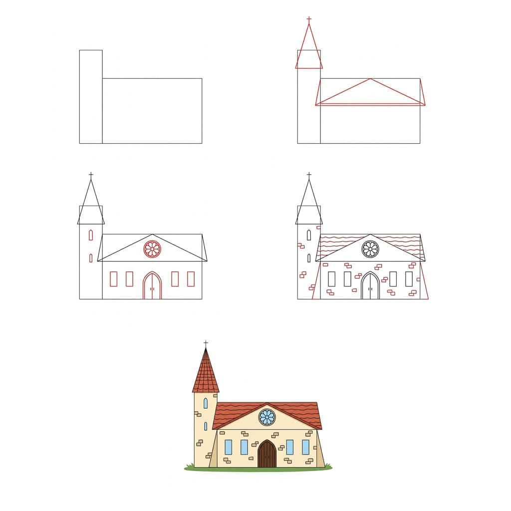 Village Church Drawing Ideas