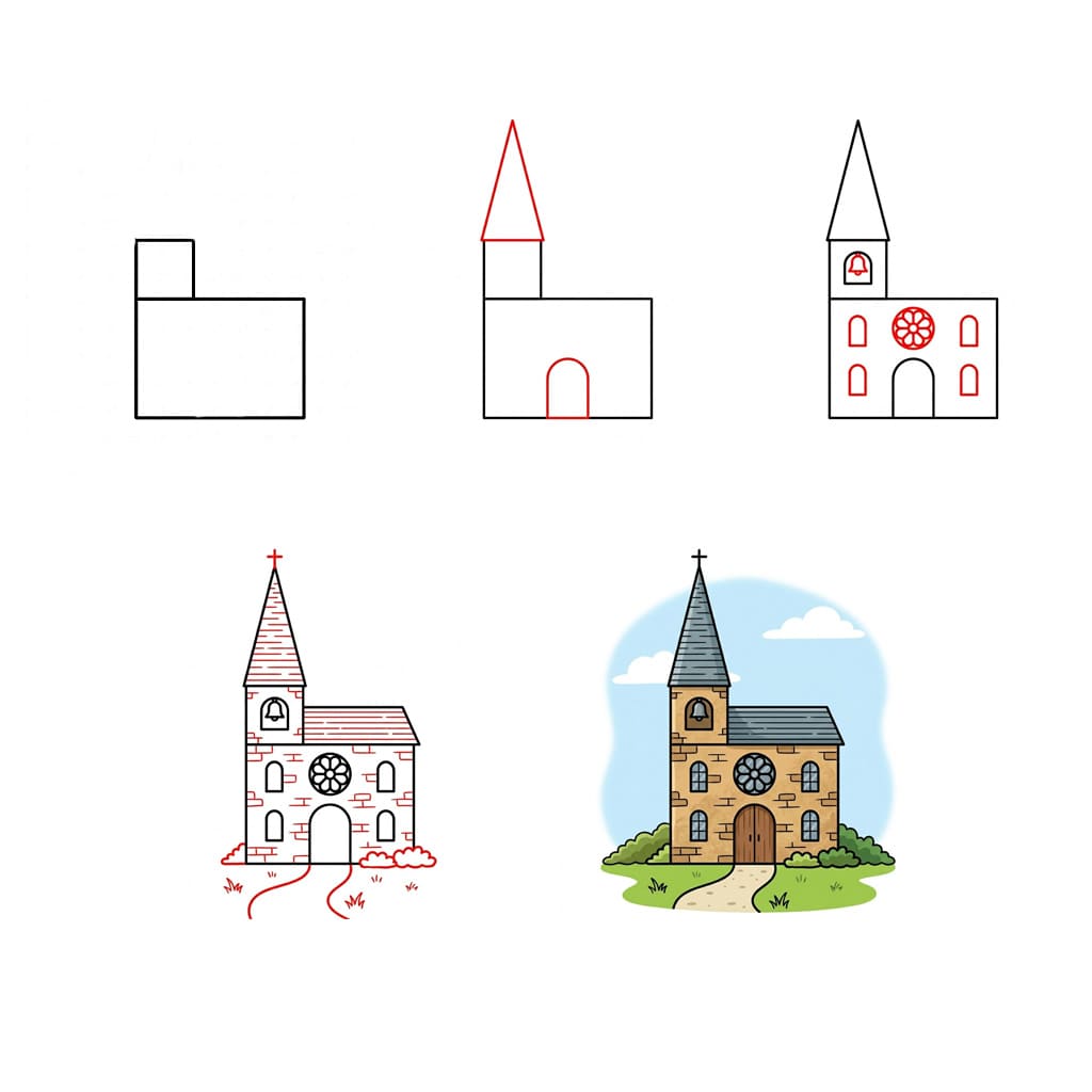 Vintage Church Drawing Ideas