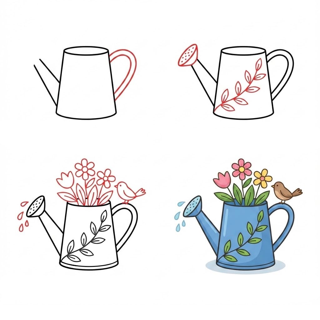 Watering Can Drawing Ideas