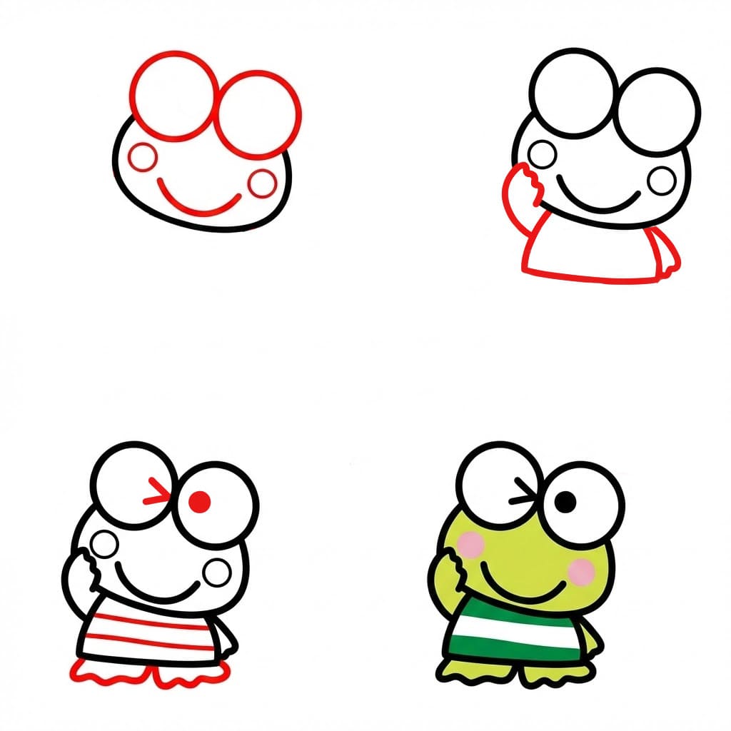 Winking Keroppi Drawing Ideas