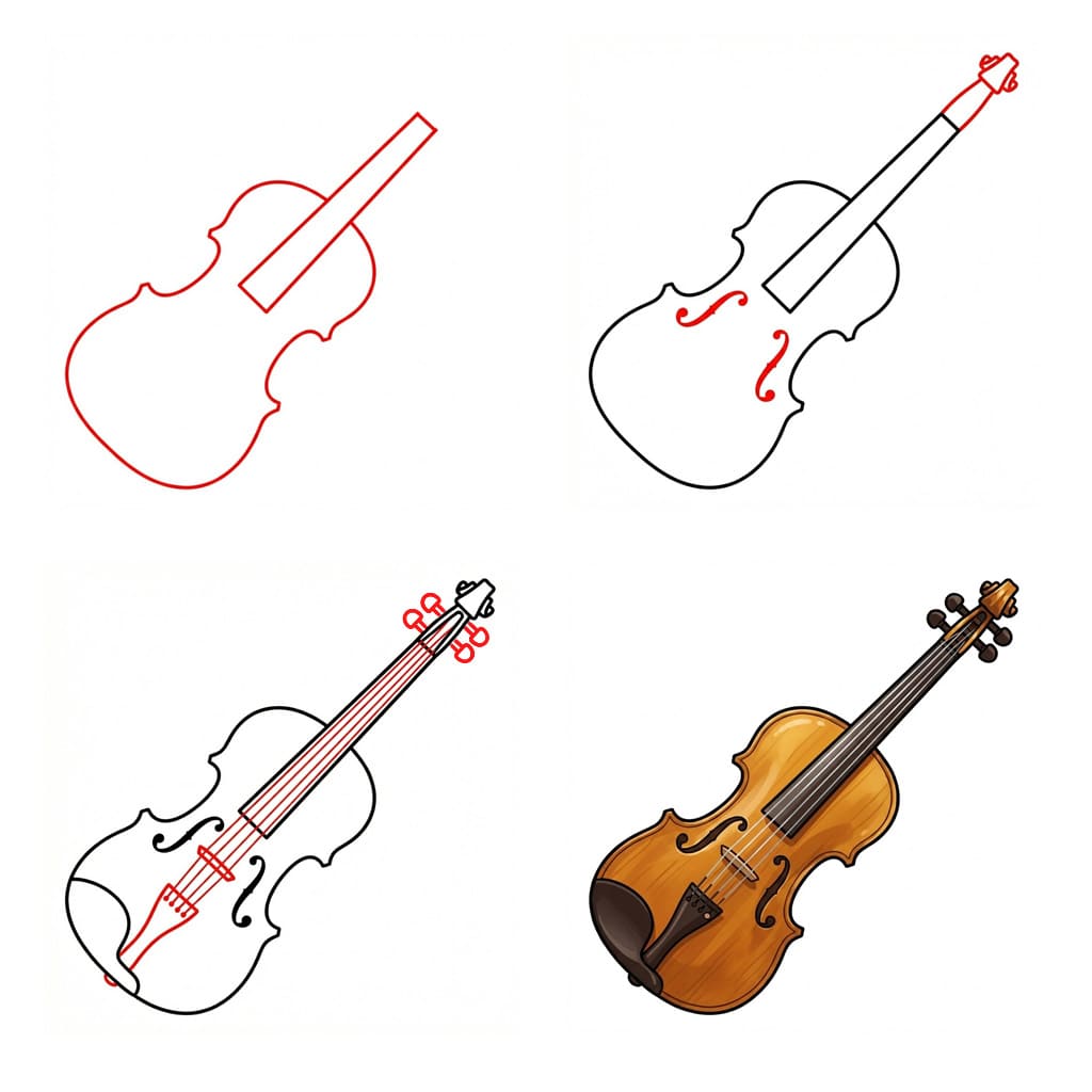 Wooden Violin Drawing Ideas