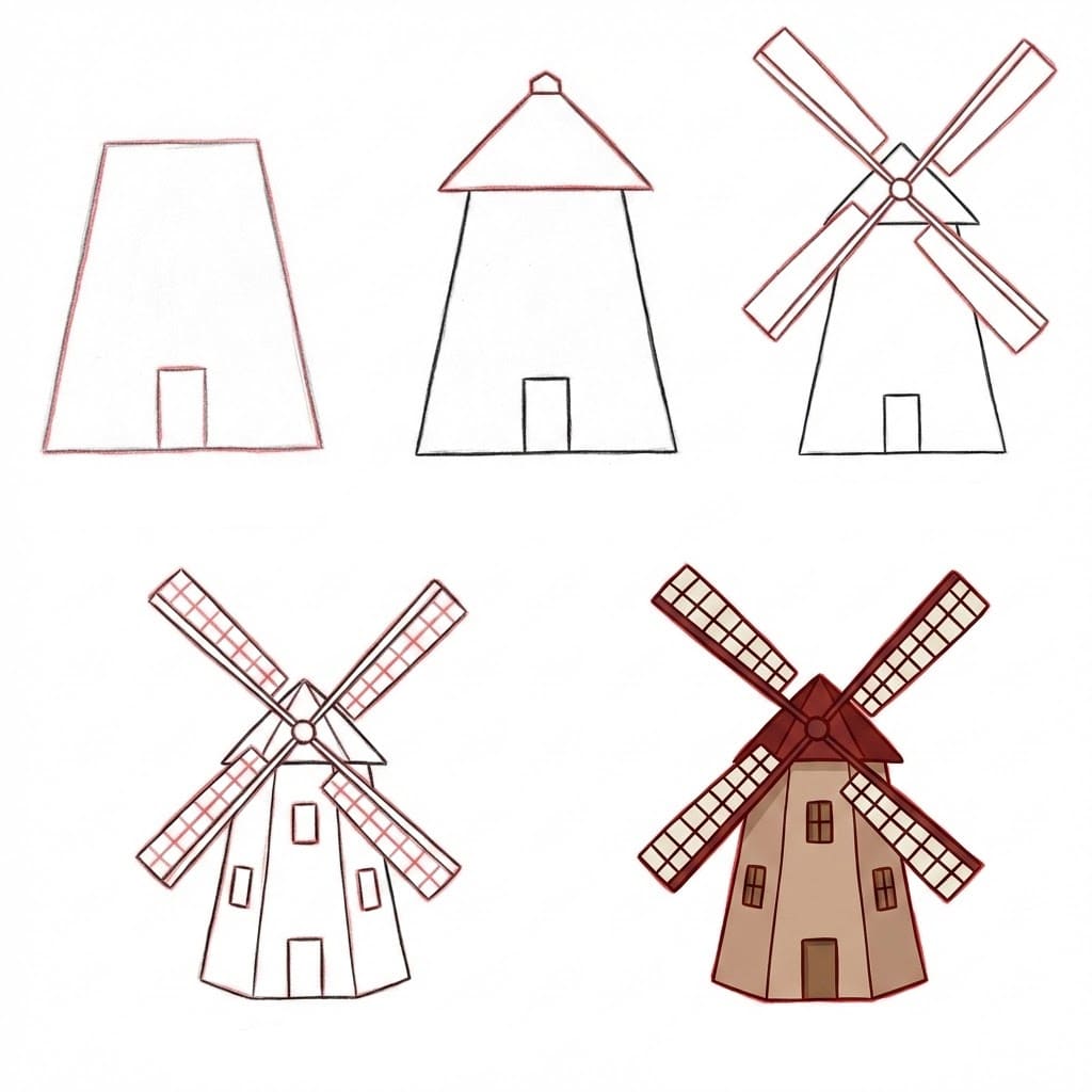 Wooden Windmill Drawing Ideas
