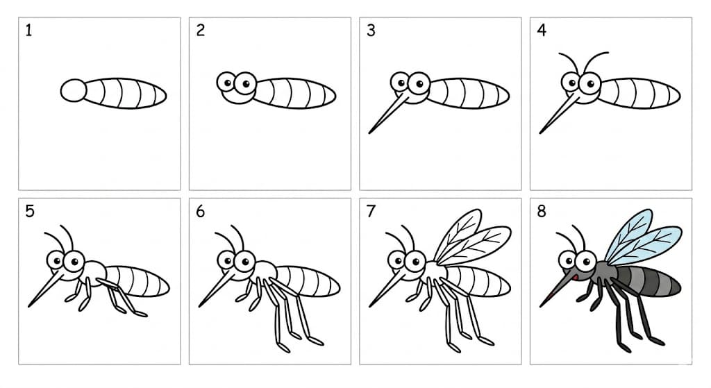 A cartoon mosquito Drawing Ideas