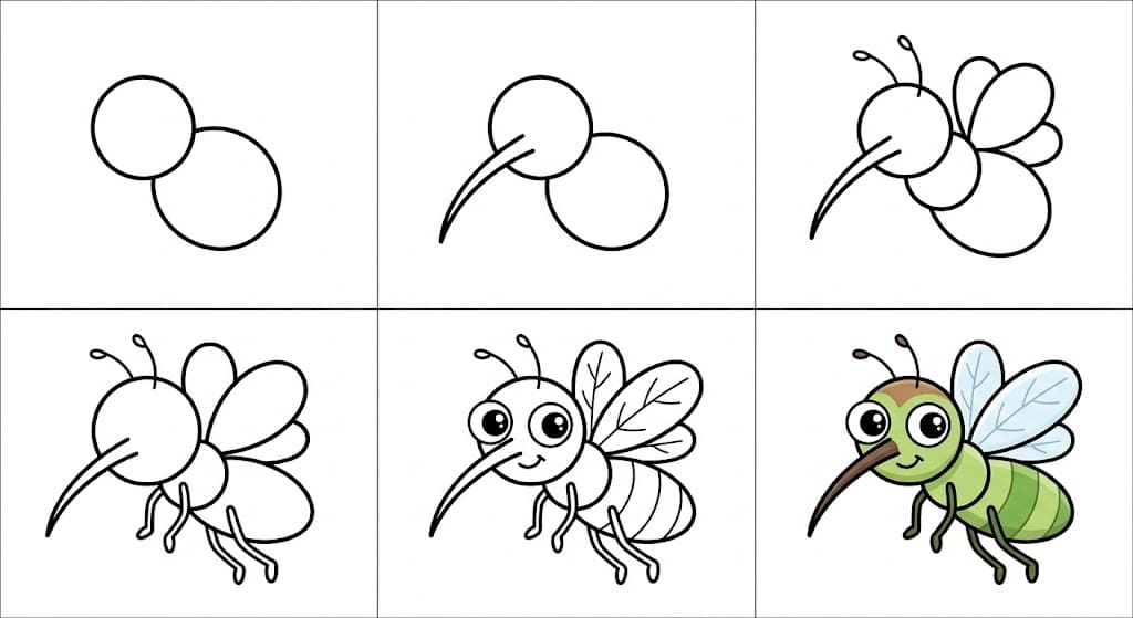 A cute cartoon mosquito Drawing Ideas