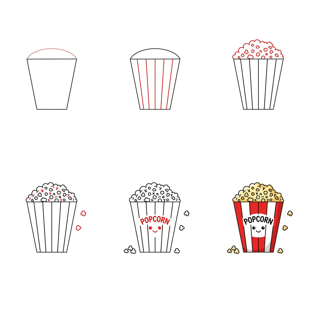 Adorable Popcorn Drawing Ideas
