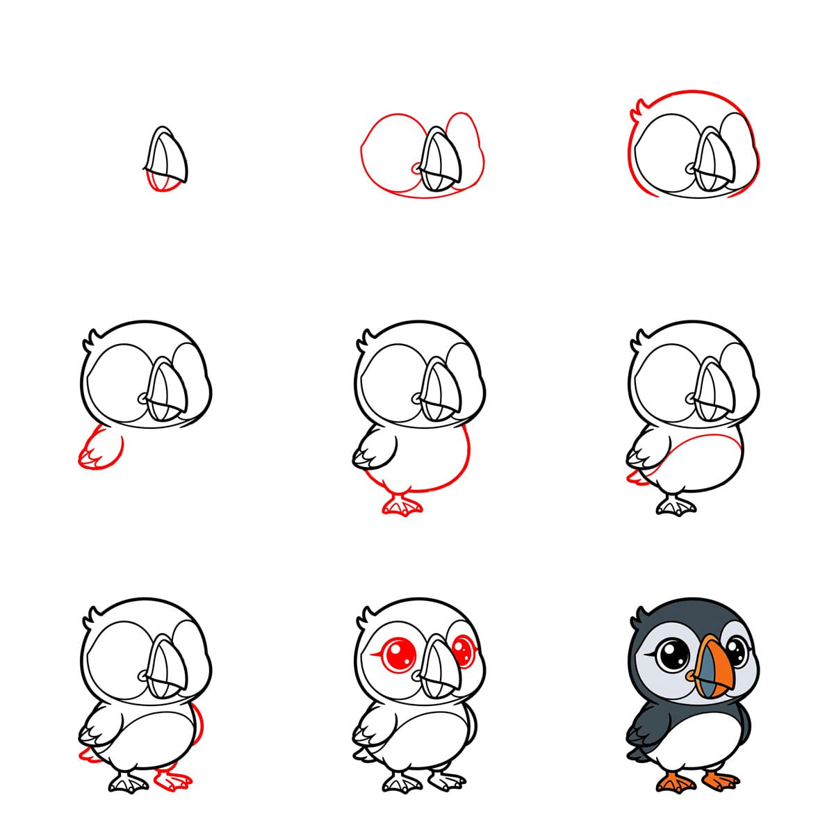 Adorable Puffin Drawing Ideas