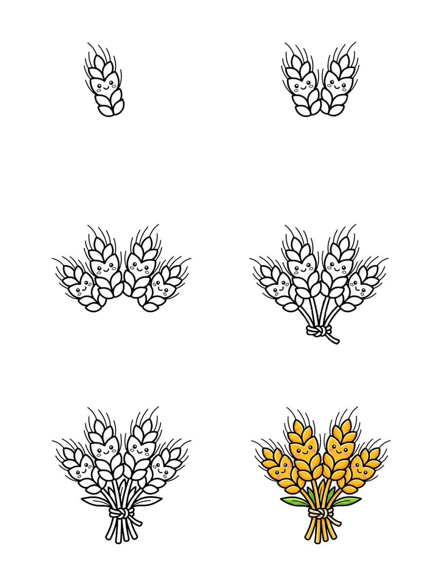 Adorable Wheat Bundle Drawing Ideas