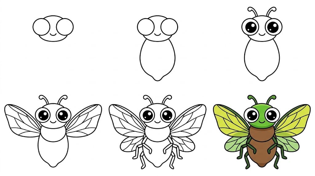 Adorable cicada Drawing Ideas