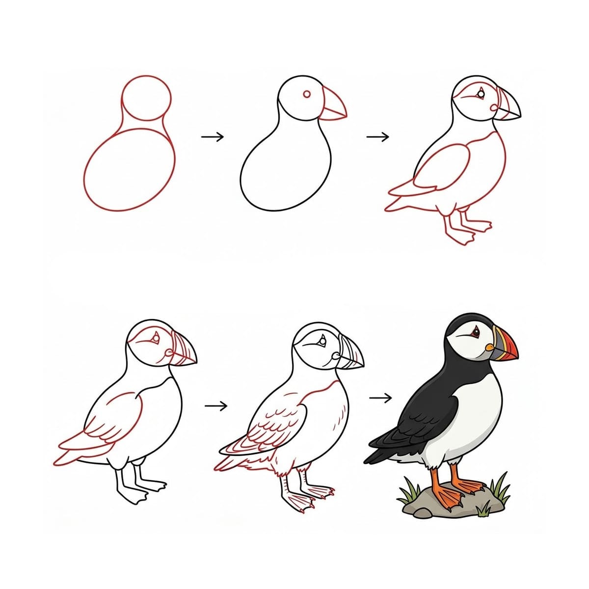 Adult Puffin Drawing Ideas