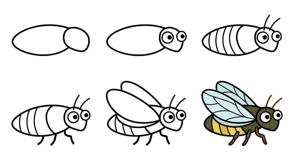 An easy cicada Drawing Ideas