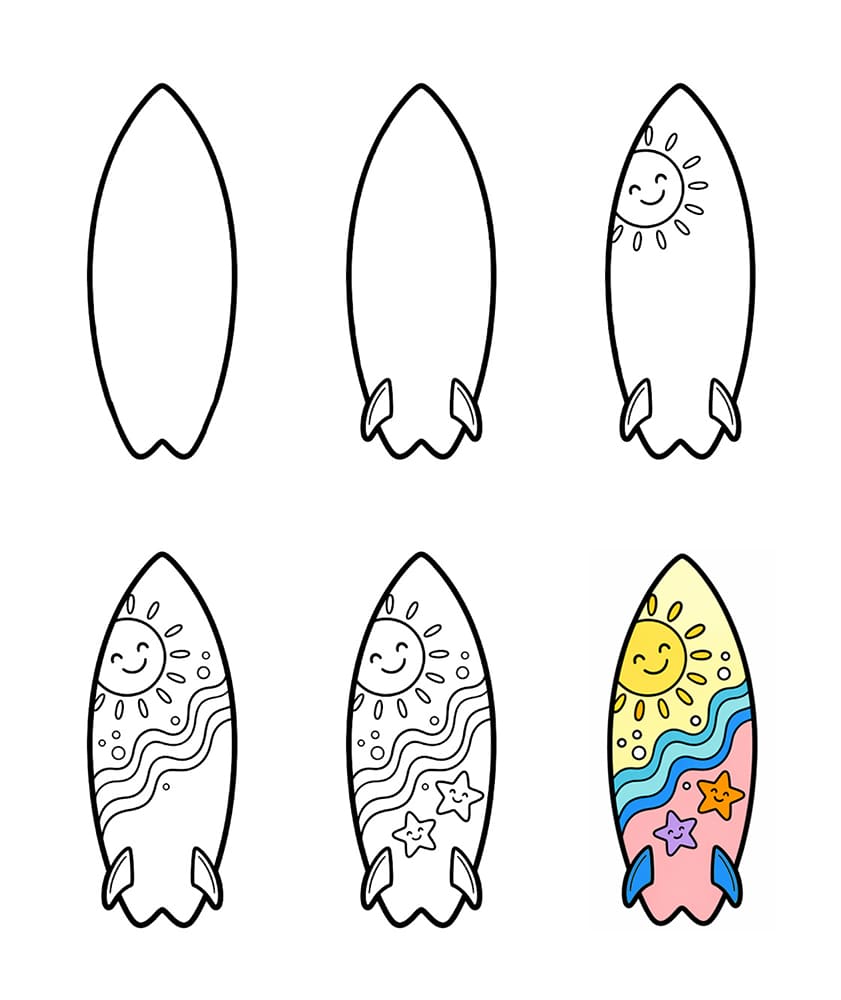 Surfboard Drawing Ideas